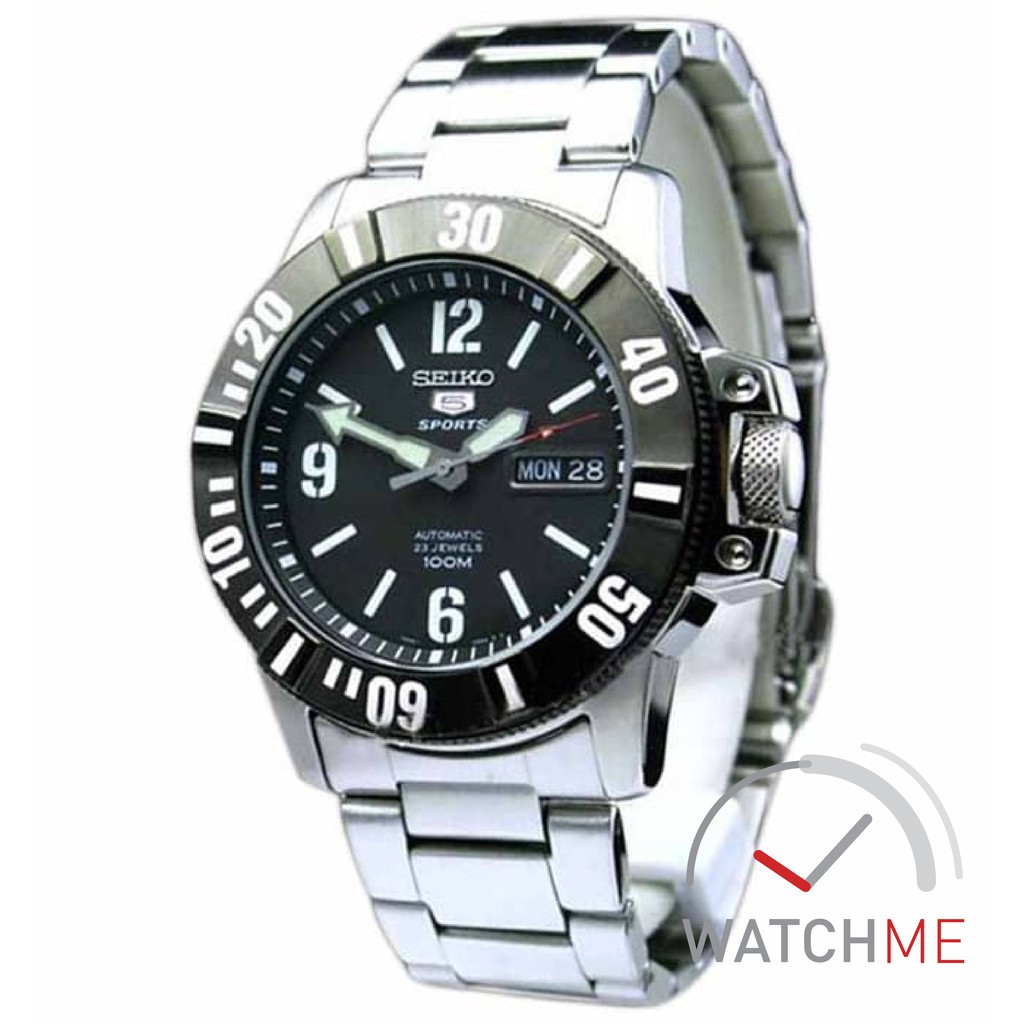 Jam Tangan Seiko 5 SNZG83K1 Automatic Black Dial 100m Stainless Steel Original Garansi