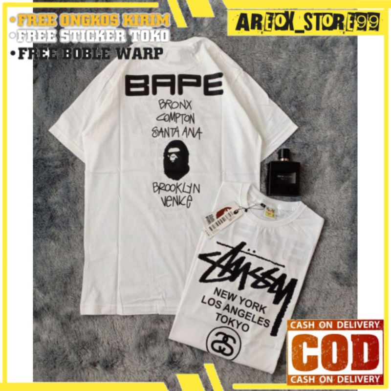 Baju Kaos Bape Original Import Kualitas Super Premium Pakaian Casual Pria Fashion Kekinian