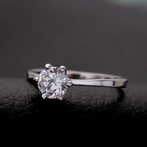 Hu Hu Hu Hu Hu Alat Bantu Pasang Kacamata♡ Cincin Lapis Silver Dengan Batu Zircon Bulat Besar Mewah Untuk Wanita / Pernikahan / Pertunangan