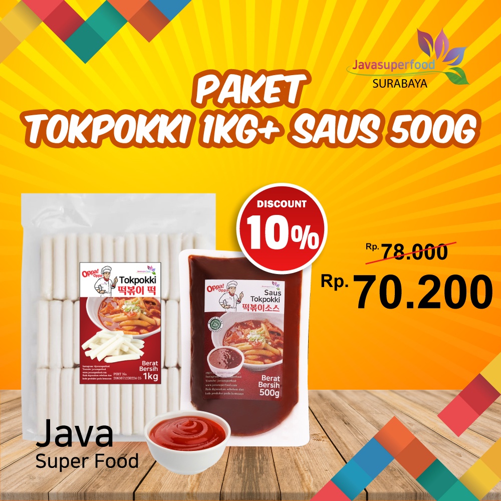 

Paket Tteokbokki tokpokki 1kg + Saus Tokpokki 500g