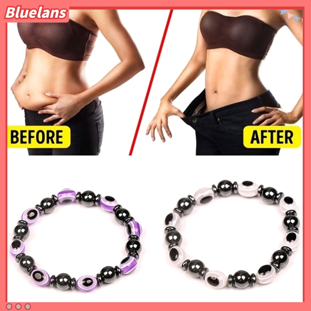 Bluelans Magnetic Bracelet Unisex Lose Weight Hematite Eyes Healing Beads Stretch Bangle