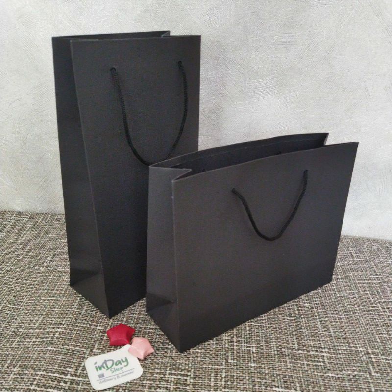 (6pcs) Paper Bag Hitam KECIL | Handmade | INDAY SHOP