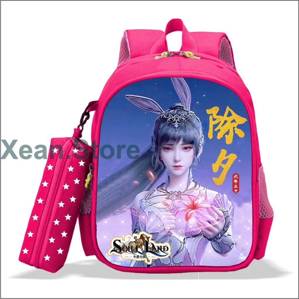 PREMIUM Bisa COD Tas Ransel Sekolah Anak Karakter Anime SOUL LAND 2in1 Gratis Tempat Pensil Terbaru 