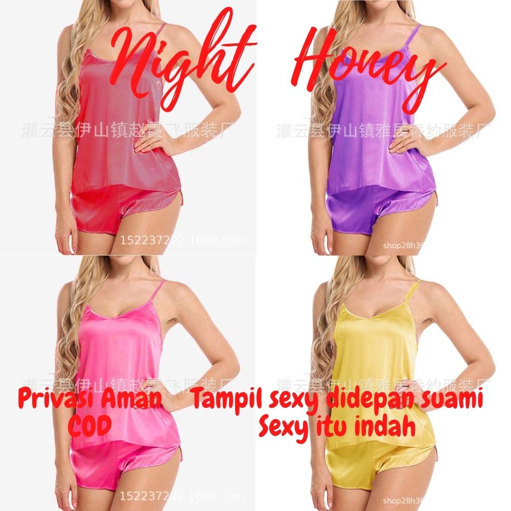 Setelan Baju Tidur Simple Celana Pendek Model Satin Polos Set Gaun Pakaian Baju Linjeri Lingeri Lingerie Set Baju Tidur G String Wanita Dewasa Transparan Seksi Sexy Depan Suami Halal Haram Adem Nyaman
