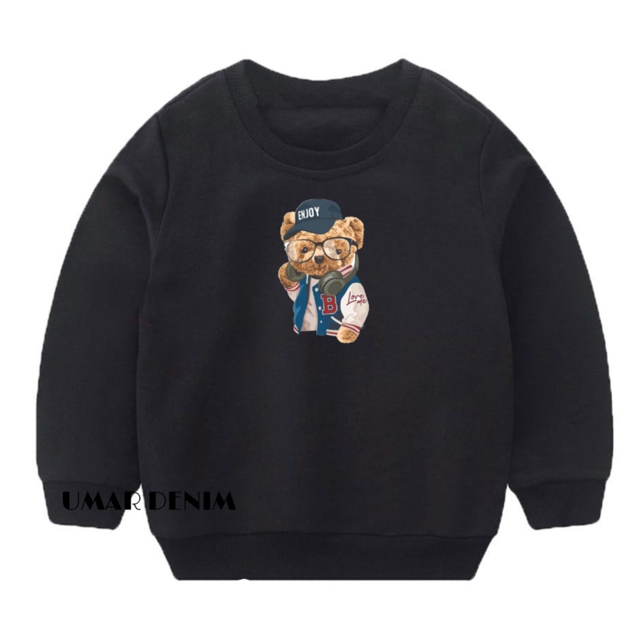 Sweater Crewneck Anak Terbaru Motif Enjoy Bearr Bahan Fleece