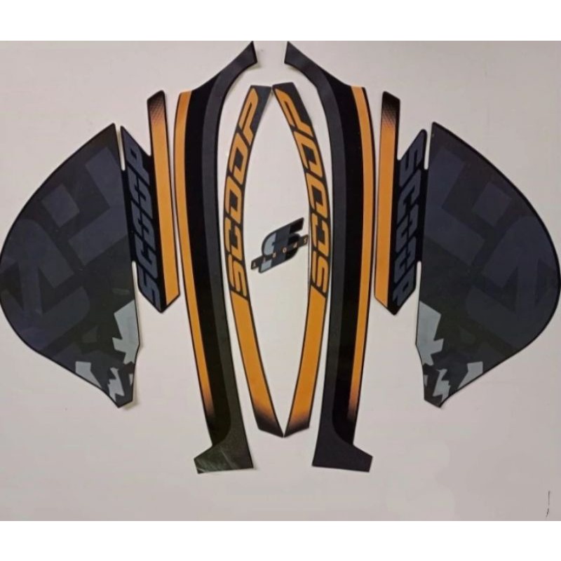 Striping Stiker Motor Honda scoopy Sporty 2021 Black Gold