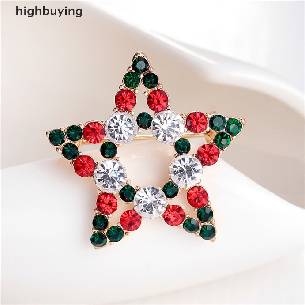 Hbid 1pc Bros Pin Desain Bintang Natal Hias Kristal Berlian Imitasi Untuk Hadiah