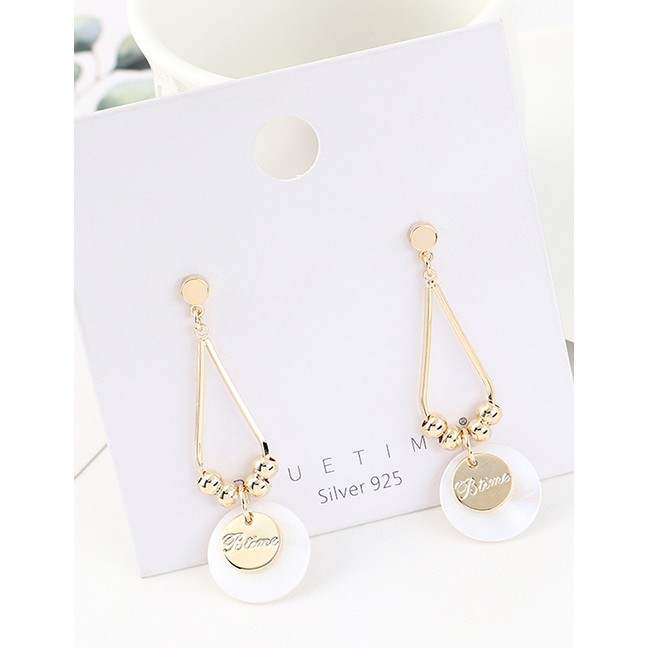 LRC Anting Tusuk Fashion Golden Real Gold Plated S925 Silver Pin Earrings Y63034