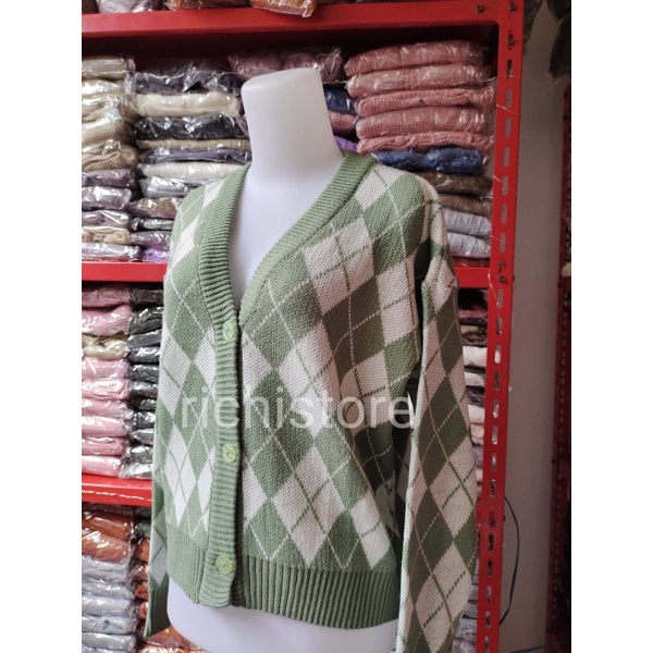 KARDIGAN RAJUT MOTIF KOTAK LEMBUT PREMIUM CARDIGAN MURAH RAJUT