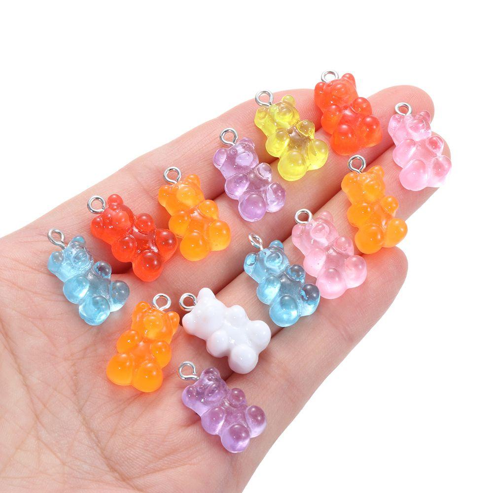 R-flower 10/50PCS Kalung Liontin DIY Membuat Fashion Mix Warna-Warni Resin Gummy Bear