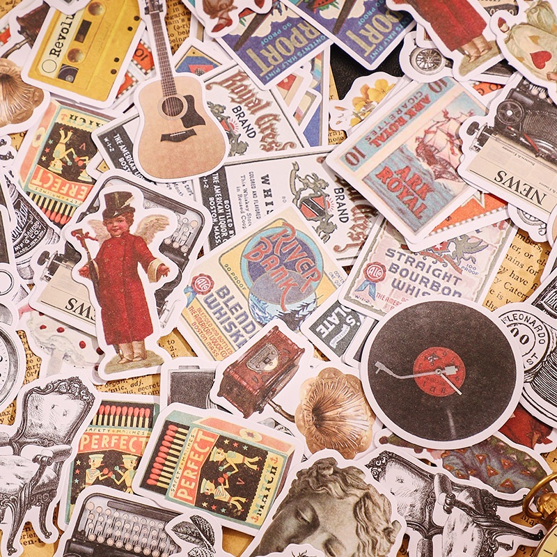 

40 LEMBAR STIKER KERTAS TEMA VINTAGE FLOWER CLOWN POSTER WALL RETRO BULLET JURNAL DIY DIARY POLAROID DECO MURAH LUCU