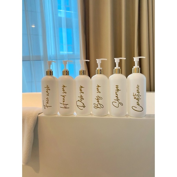 botol putih 500ml N24 gold edition. aesthetic bottle minimalist refill organizer tempat sabun cair pump estetik