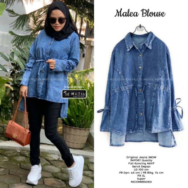 Mela blouse jens atasan