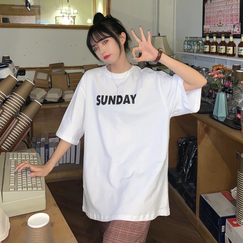 kaos atasan wanita/T-shirt fashion impo/baju cewe oversize/SUNDAY KAOS(realpict)