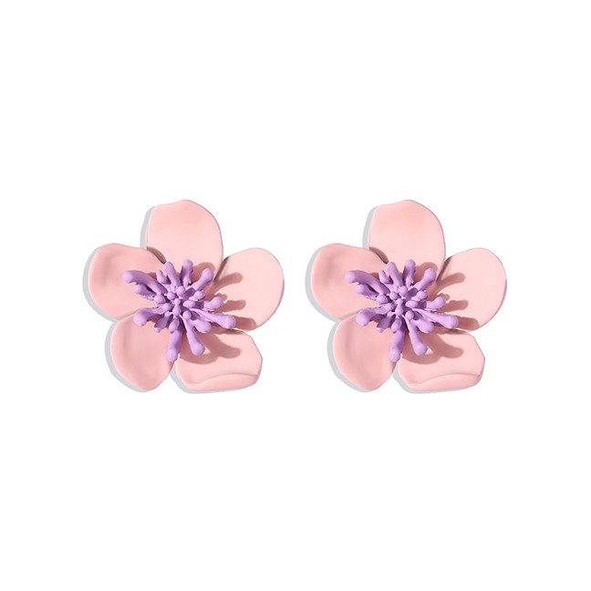 LRC Anting Tusuk Fashion Flower Hit Color Alloy Earrings K25912