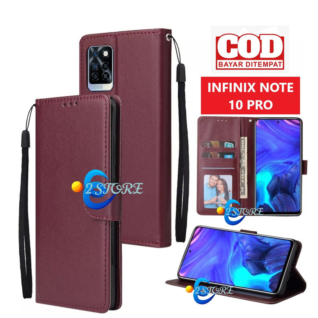 Flip case INFINIX NOTE 10 PRO model flip ada tempat foto dan kartu flip cover bisa standing ada tali