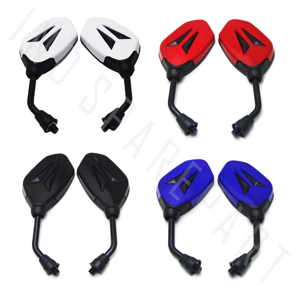 Spion-Sepion-Kaca Mirror-Cermin Kiri Kanan Set Variasi S02 Semua Jenis Motor Honda Drat Kanan Baut 14 Putih-Merah-Biru-Hitam Beat/Vario/Scoopy/Spacy/Revo/Grand/Supra/PCX/Tiger/CB 100/Blade/Legenda