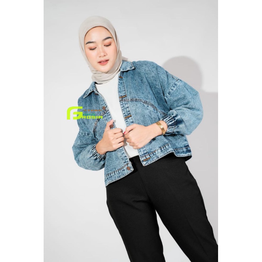 Jaket Jeans Vintage Oversize Wanita Jacket Oversize Lengan Balon Jeket Jumbo Wanita Cewek Terbaru