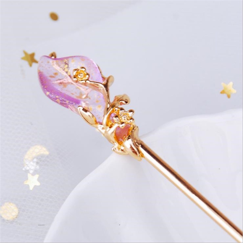 Antique Colored Glaze Inlay Flower Type Metal Hair Stick/ Retro Elegant All-match Hairpin