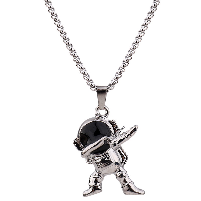 Kalung Rantai Liontin robot Astronot Bahan Titanium steel Gaya hip hop Untuk Pasangan