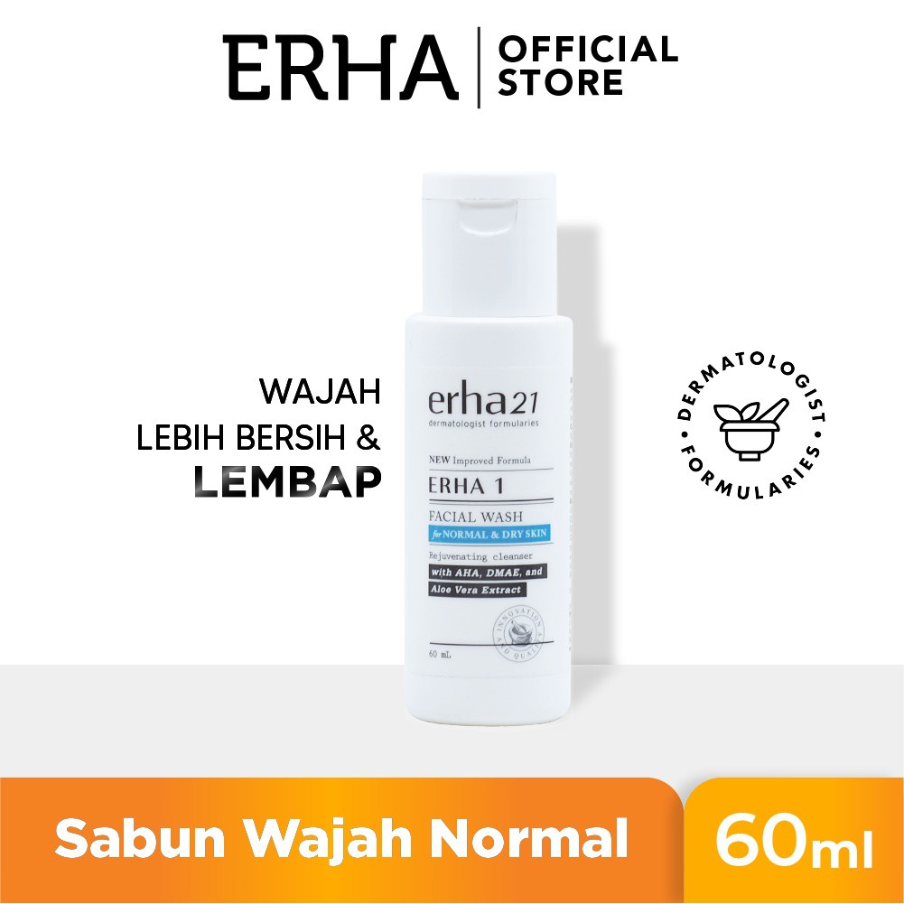 ERHA 21 Facial Wash For Normal &amp; Dry Skin with AHA, DMAE &amp; Aloe Vera Extract / Sabun Wajah LDA