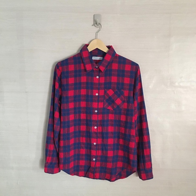 Kemeja flanel browny