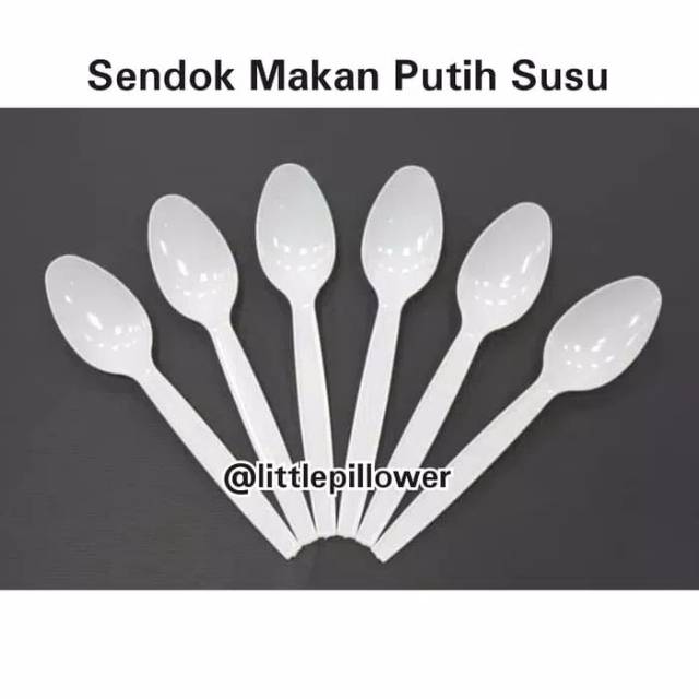 (ISI 25PCS - SENDOK PUTSU) SENDOK MAKAN PUTIH SUSU/ SENDOK MAKAN PLASTIK / SENDOK MAKAN NASI