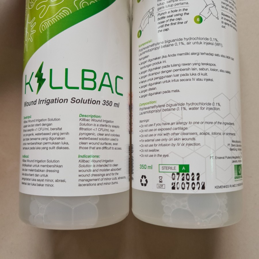 KILLBAC Pembesih Luka / Cairan Pencuci Luka / Wound Irrigation Solution 350ml KILLBAC