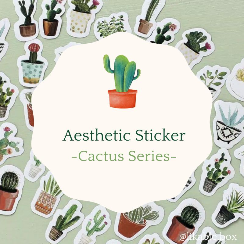 Aesthetic Stiker Cactus Untuk Scrapbook / Diary / Jurnal / Dekorasi / DIY