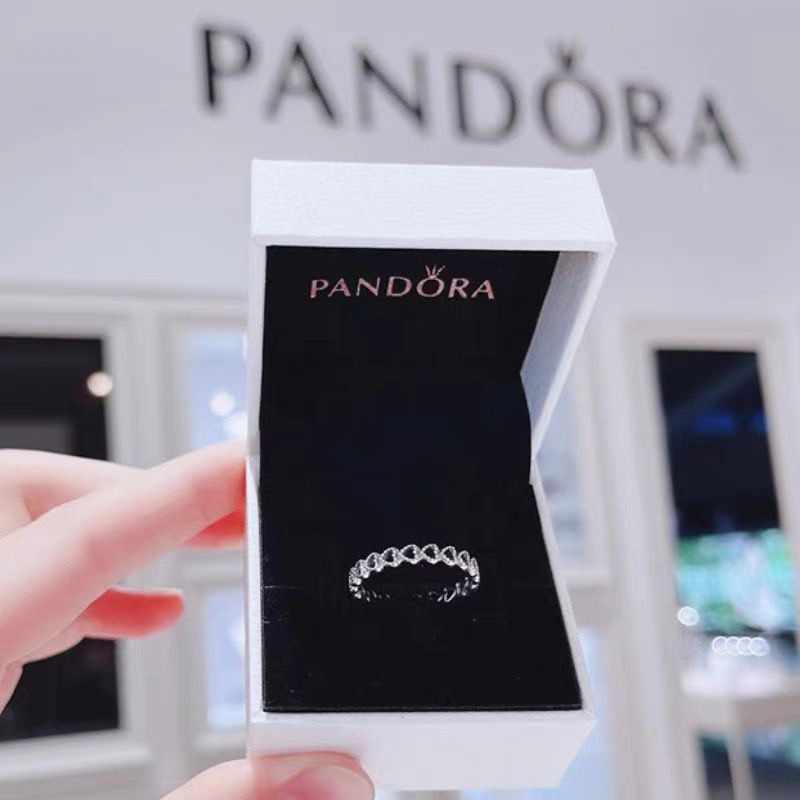 Pandora Cincin 925 Silver Bentuk Hati Dengan Kotak Untuk Wanita