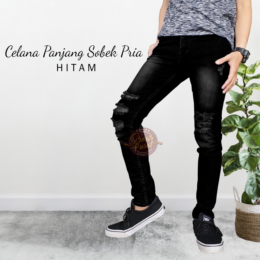 Celana Soft Jeans Skinny Sobek Tembus All varian Pria