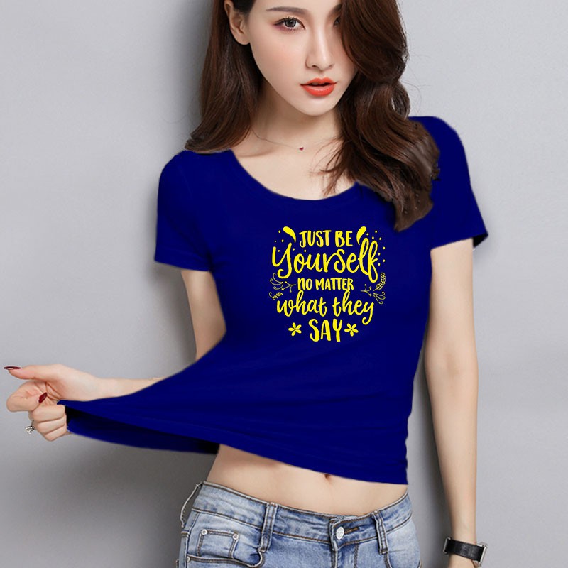 YOURSTYLE1119 - KAOS WANITA ONECK / just be your self yellow / KAOS TERLARIS / KAOS ONECK