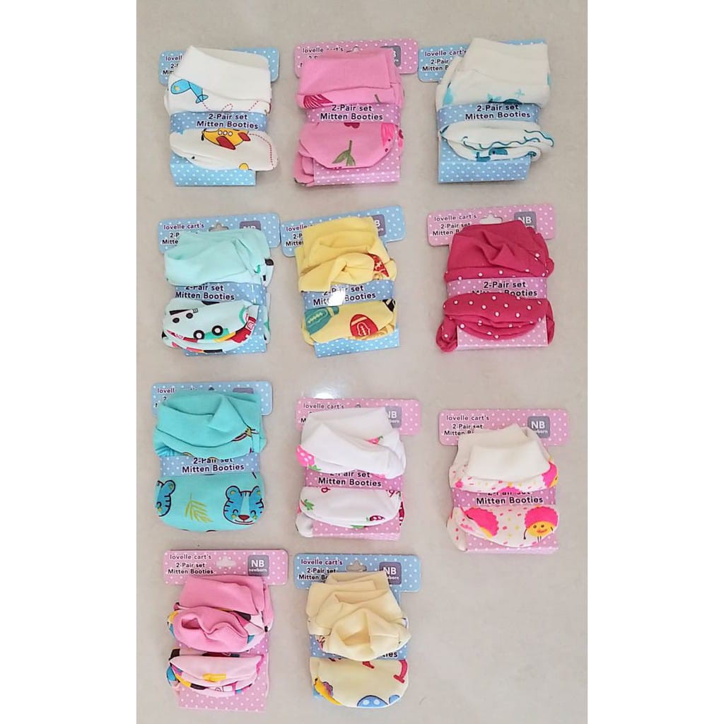 Lovelle Cart's Mitten &amp; Booties Sarung Tangan &amp; Sarung Kaki Bayi 2 pair set