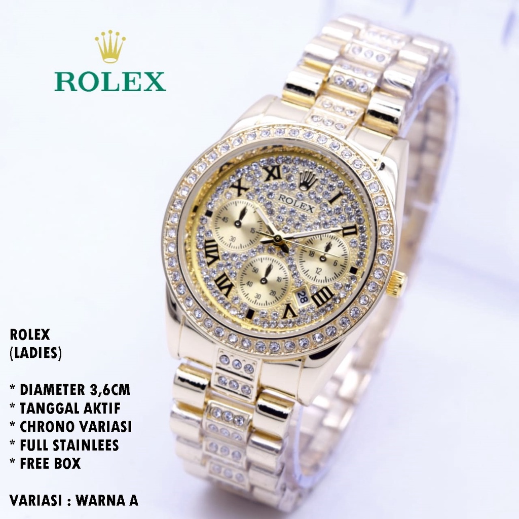 (BISA COD) JAM TANGAN WANITA FASHION RANTAI BODY BULAT DIAMOND TANGGAL AKTIF