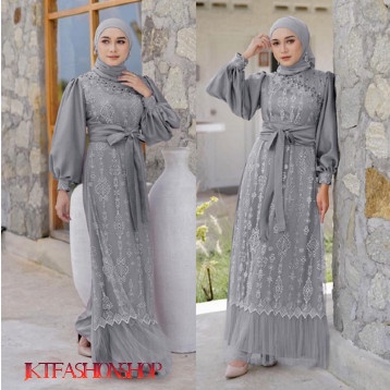 Baju Gamis Kondangan Wanita Terbaru Dress Muslim Muslimah Undangan Pesta Pernikahan Cewek Elegan Cew