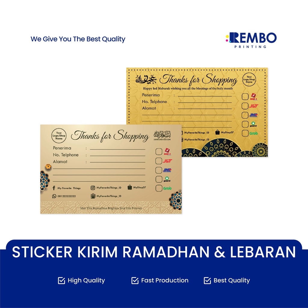 Sticker Kirim Online Shop EDISI LEBARAN *Free Design Template* Stiker Alamat Pengiriman