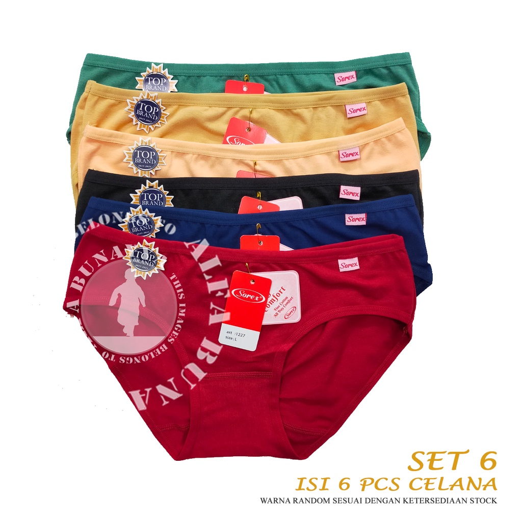 6 Pcs Celana Dalam Wanita SOREX 1227 - CD Underwear - Soft And Comfort - Pakaian Dalam Wanita Katun Cotton