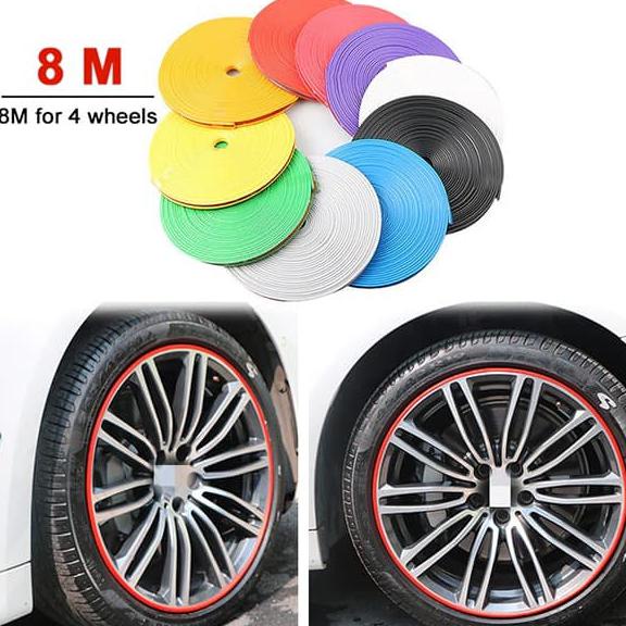 Jual Sticker List Karet Variasi Pelindung Velg Ban Mobil Universal - Putih - Putih