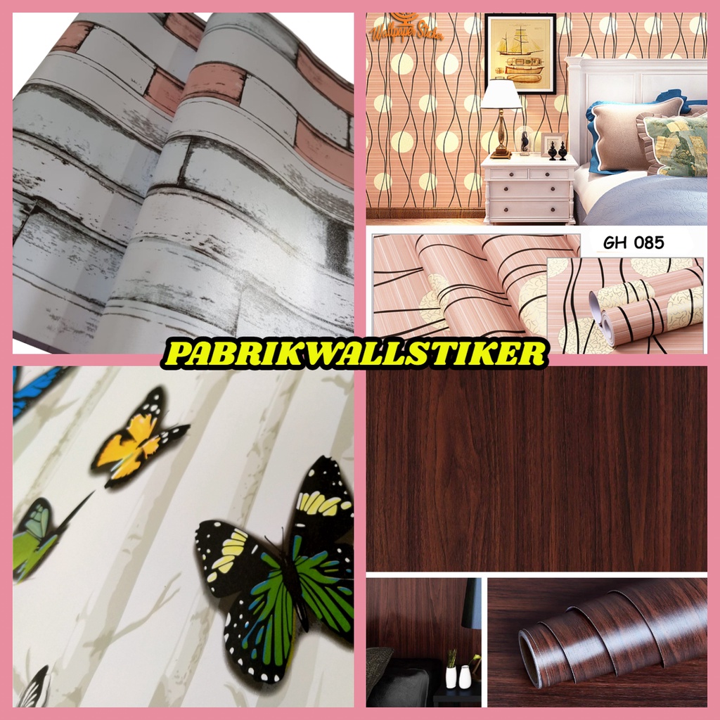 Wallpaper Dinding Stiker 9m Walpaper Dinding Batik Bunga Garis Wallpaperdinding Murah Salur Hijau