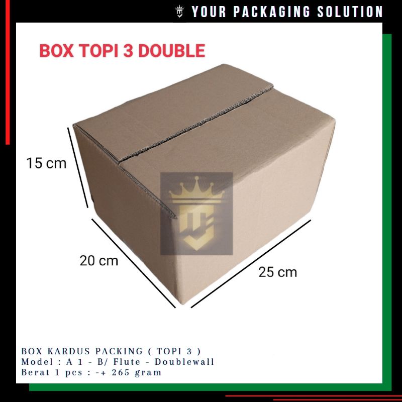 Box Topi 3 • 25x20x15cm • Kardus Doublewall / Singglewall