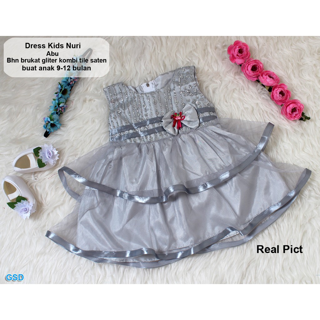 Dress Kids Nuri/Terusan Dress Anak murah/ Baju pesta Anak Motif Brukat/ Casual Mini Dress Anak