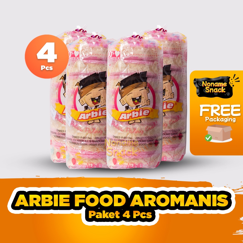 NoName Snack - Paket Reseller Arbie Food 4 Pcs Cemilan Rambut Nenek Aromanis Grosir