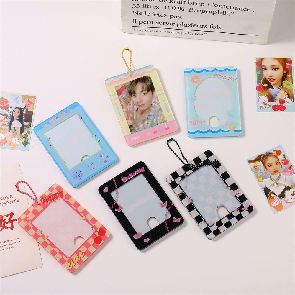 LANFY 3 Inch Photocard Holder Backpack Decor Card Protective Case Postcards Protective Idol Card Kpop Photocard Key Rings Card Keychain Kawaii Backpack Pendant Photo Sleeves