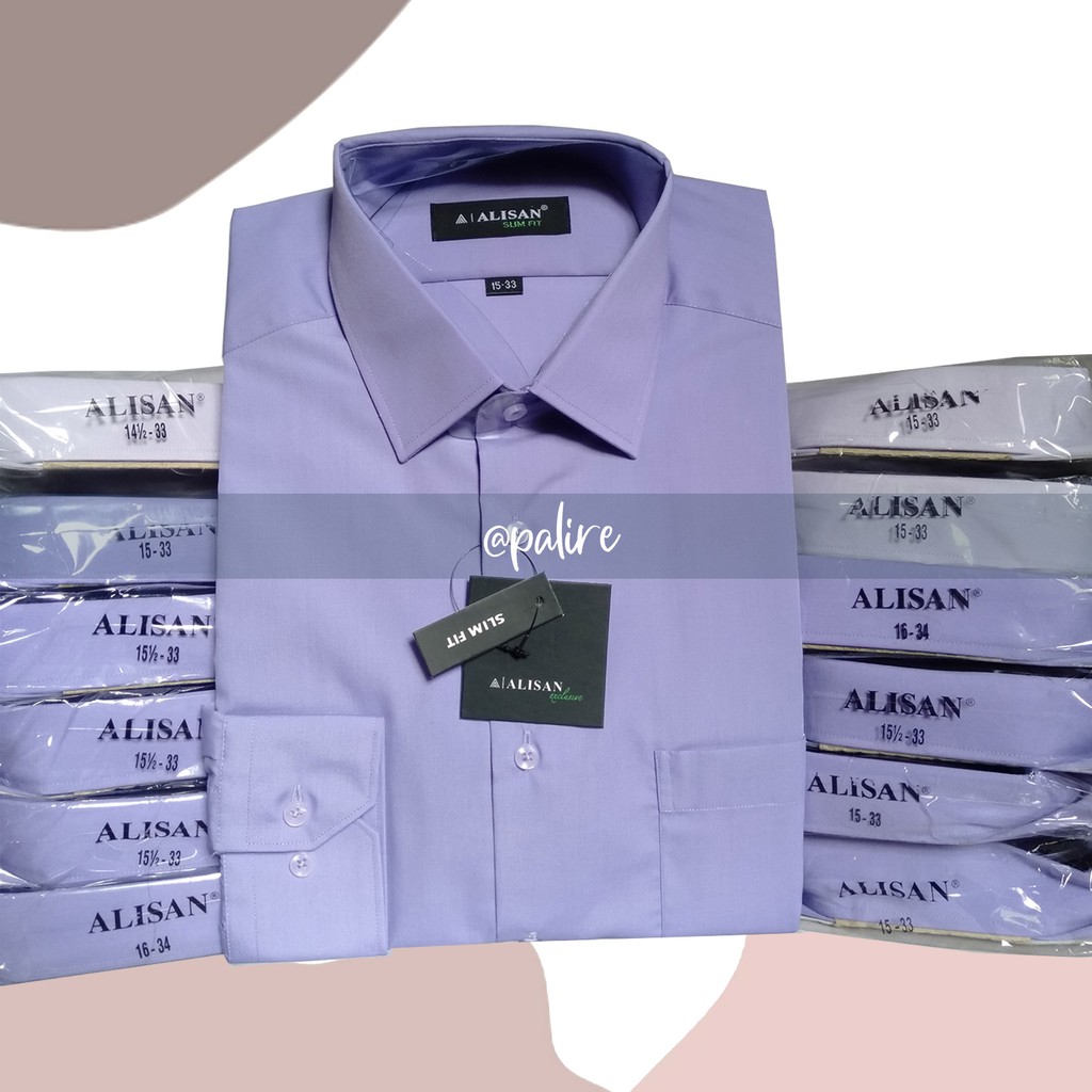 KEMEJA KERJA ALISAN MODEL SLIMFIT WARNA UNGU 2