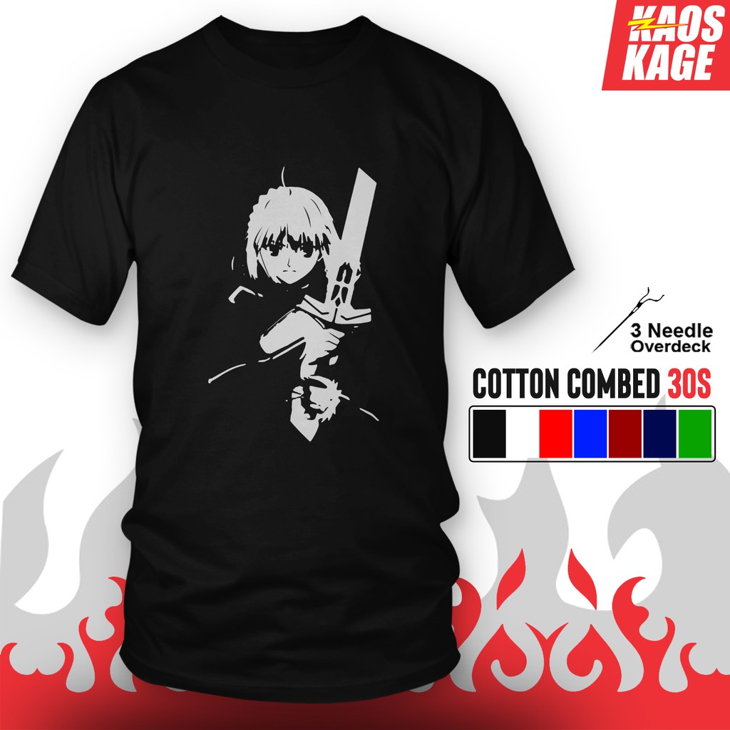 Kaos Baju Distro FATE STAY NIGHT ARTORIA PENDRAGON 100 % Cotton Combed 30s / T SHIRT ANIME OTAKU