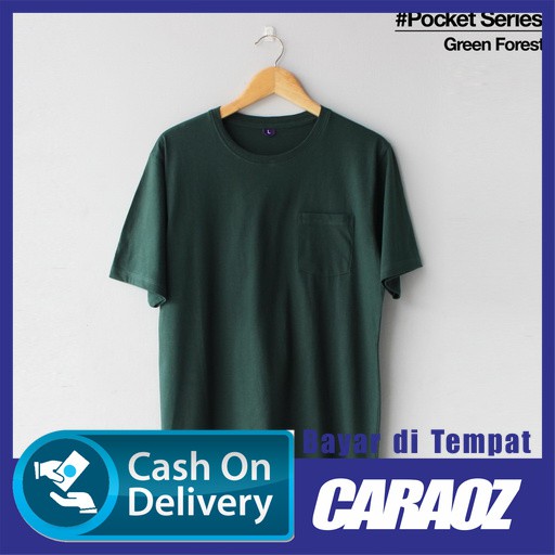  Baju  Kaos Polos POCKET SAKU GREEN FOREST Tangan Lengan 