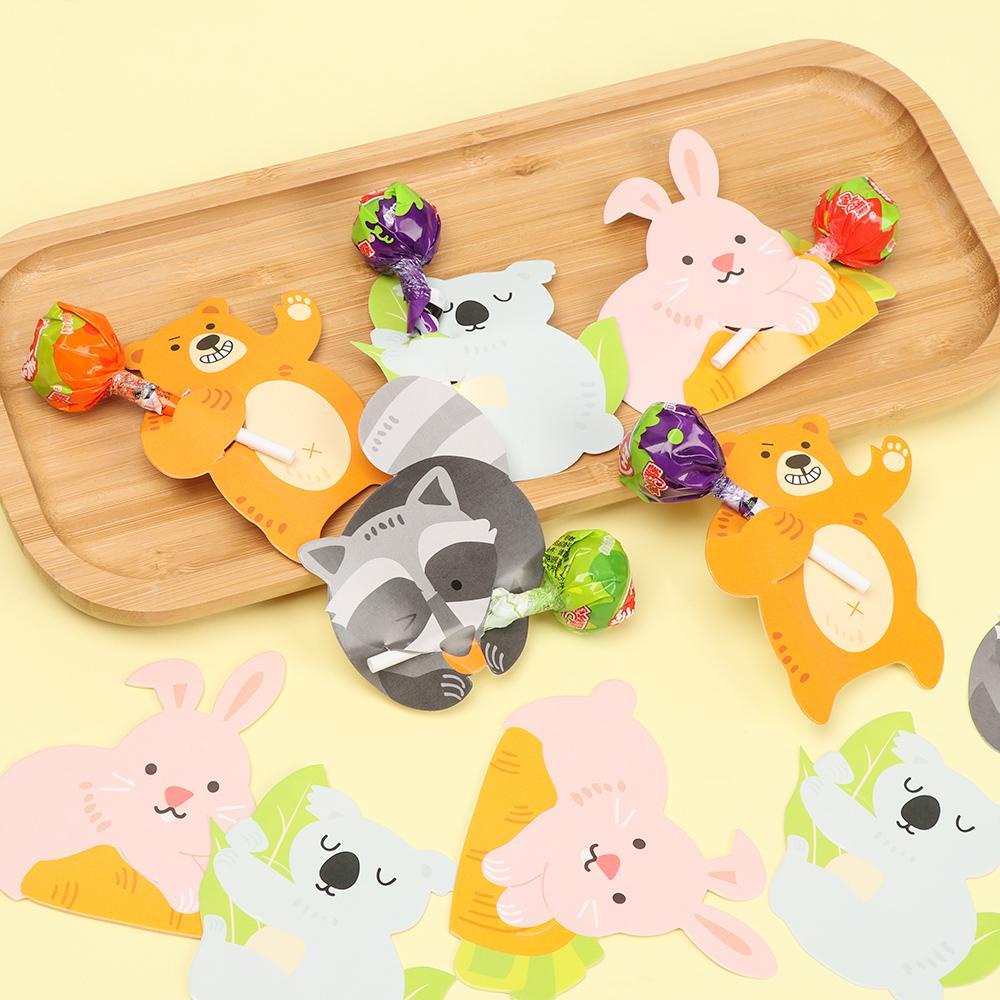Suyo 50pcs / Pak Kartu Permen Lollipop Bentuk Beruang / Kelinci / Koala Untuk Hadiah Ulang Tahun / Paskah