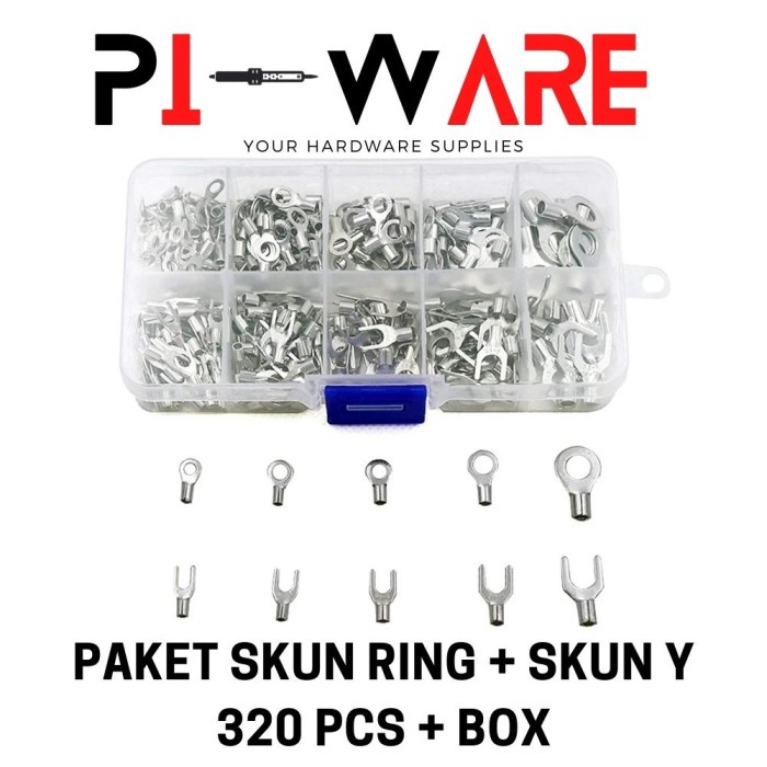 Paket Skun Ring + Skun Y Terminal Kabel isi 320 Pcs Plus Box Penyimpan