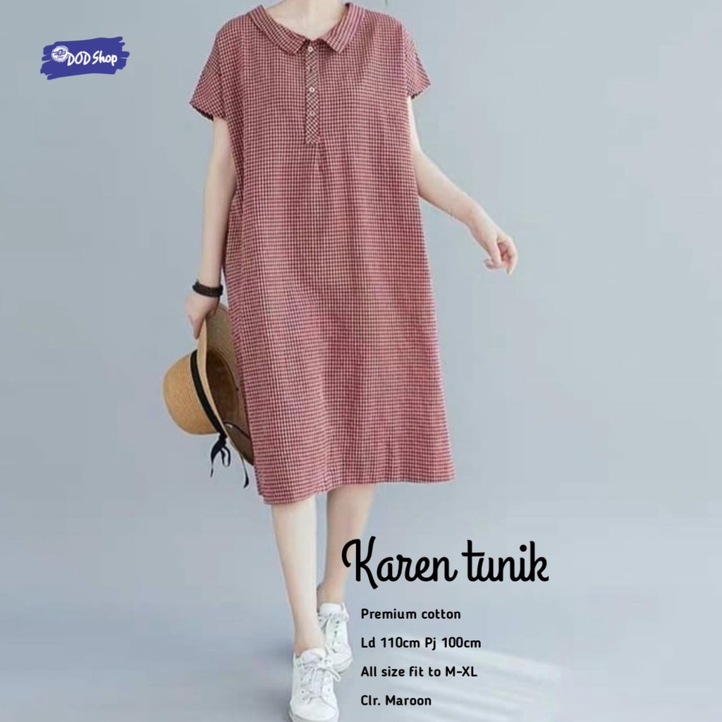 karen shirt tunik dress dres pakaian baju atasan longtunik blouse bluse katun jumbo ld 110 xxl bigsi