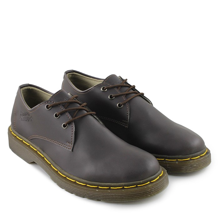 sepatu pria DM, Docmart Coklat Dr. Martens 3 Hole low boots murah